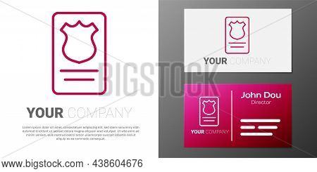 Logotype Line Police Badge With Id Case Icon Isolated On White Background. Logo Design Template Elem