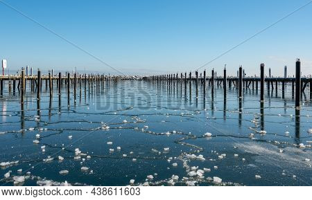 The Marina At The Ostseebad Grömitz On The Baltic Sea Frozen Over In Winter