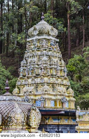 Sita Eliya, Sri Lanka - October 25, 2014: The Rising Gopuram Or Pinnacle Of The Sita Hindu Temple Am