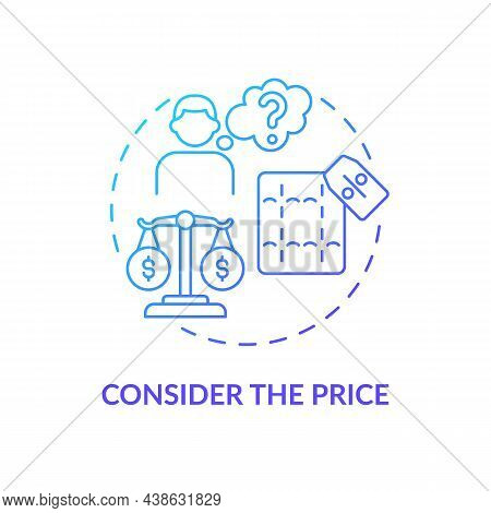 Consider The Price Purple Gradient Concept Icon. Choosing Mattress Abstract Idea Thin Line Illustrat