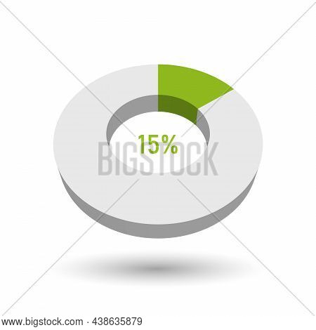15 Percent Pie Chart. Doughnut Or Donut Type Graph. Statistical Tool Represents Share Of The Total. 