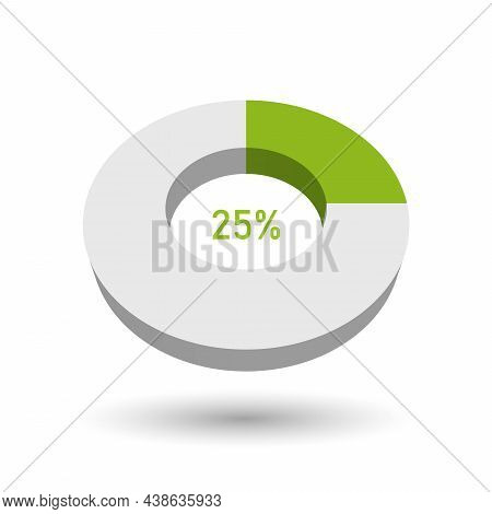 25 Percent Pie Chart. Doughnut Or Donut Type Graph. Statistical Tool Represents Share Of The Total. 