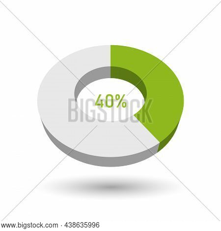 40 Percent Pie Chart. Doughnut Or Donut Type Graph. Statistical Tool Represents Share Of The Total. 