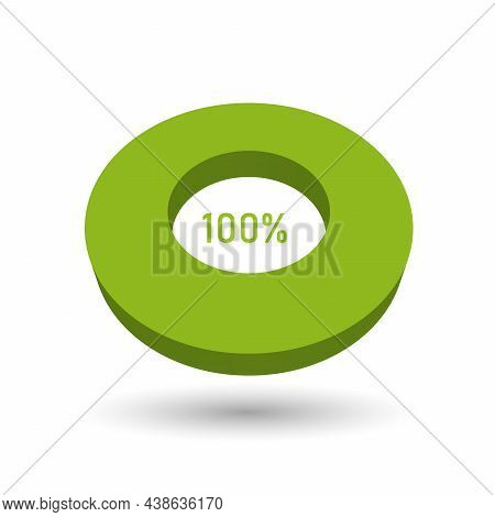 100 Percent Pie Chart. Doughnut Or Donut Type Graph. Statistical Tool Represents Share Of The Total.
