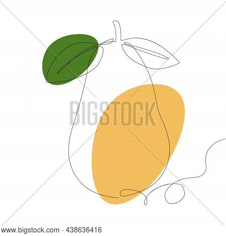 Pear One Line Drawing With Colored Shapes