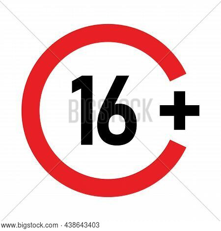 16 Plus Sign. Sixteen. For Adults Only. Age Restrictions, Censorship, Parental Control. Icon For Con