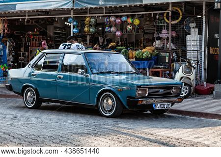 Kemer, Turkey - August 25, 2021: Blue Car Tofas Dogan In The City Street.