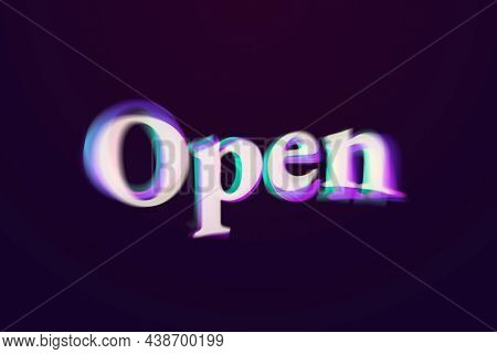 Open word in anaglyph text typography