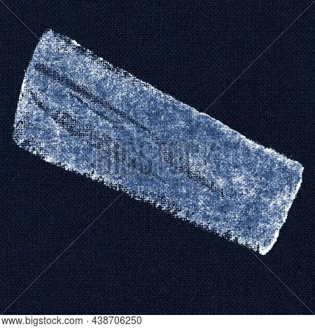Blue rectangle stamp on canvas