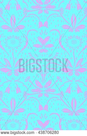 Colorful vintage botanical patterned background