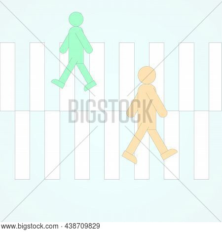 The People Crossing The Crosswalk Vector Image Illustration