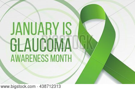 Glaucoma Awareness Month Concept. Banner With Green Ribbon Awareness And Text. Vector Illustration.