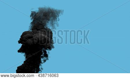 Black Thick Toxic Smoke Emission From Masut Power Plant, Isolated - Industrial 3d Illustration