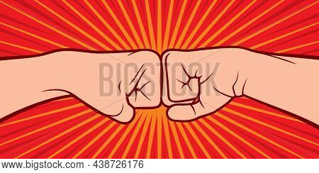 Two Fists Punching Each Other Vector Illustration.