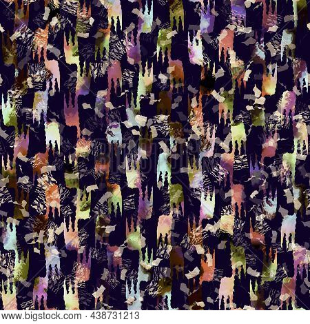 Exotic Multicoloured Boho Stripe Line Print. Seamless Autumnal Dark Ground Detailed Repeat Pattern. 