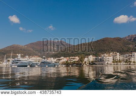 9 Nov 2018 Beautiful Sea Promenade In Tivat, Montenegro. Kotor Bay, Adriatic Sea. Famous Travel Dest