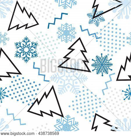 Christmas Geometric Pattern With Fir Tree. Abstract Winter Holiday Nature Background. Merry Christma