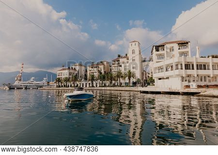 9 Nov 2018 Beautiful Sea Promenade In Tivat, Montenegro. Kotor Bay, Adriatic Sea. Famous Travel Dest