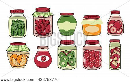 Preserve Food. Glass Jar With Sweet Marmalade Or Honey. Berry And Fruit Jam. Preservation Products. 