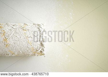 Roller Brush Painting, Painting Apartment, Close-up, Space For Text.