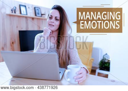 Writing Displaying Text Managing Emotions. Business Showcase Ability Be Open To Feelings And Modulat