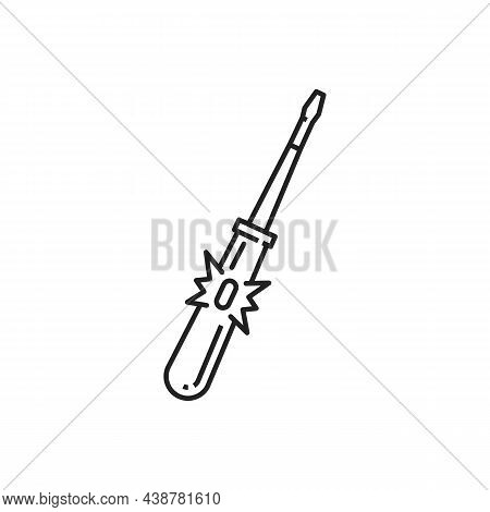 Screwdriver Neon-lamp Type Tester, With No Amplifier Isolated Outline Icon. Vector Screwdriver Volta