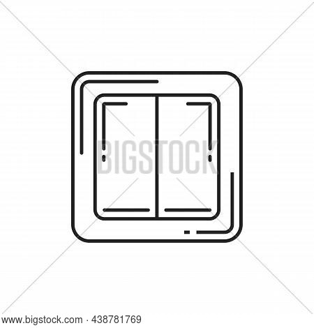Light Switch Isolated Thin Line Icon. Vector European Style Rocker Switch Hand Drawn Sign. Double Sw