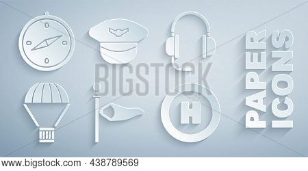 Set Cone Meteorology Windsock Wind Vane, Headphones With Microphone, Box Flying Parachute, Helicopte