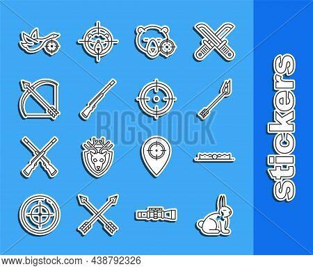 Set Line Rabbit, Trap Hunting, Flame Arrow, Hunt On Bear With Crosshairs, Hunting Gun, Bow And Quive