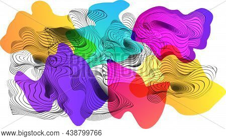 Color Liquify Line Shape Background. White And Black Wavy Stripes.