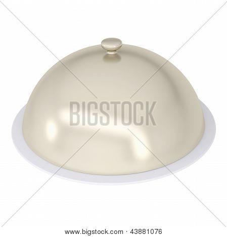 Plato de la bandeja de cerámica brillante con una cubierta sobre él