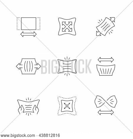 Set Line Icons Of Fabric Stretching Isolated On White