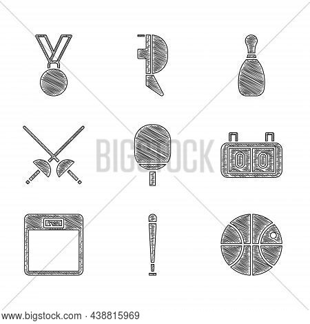 Set Racket For Playing Table Tennis, Baseball Bat, Basketball, Sport Mechanical Scoreboard, Bathroom