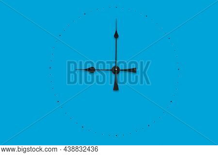 Watch Dial Without Numbers Isolated On Blue Background. Dial Of A Wall Clock. Time Concept