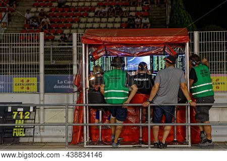 Barcelona, Spain, September 4, 2021 : Vortex Team At Night In The Pitlane During 24 Hours Series By 