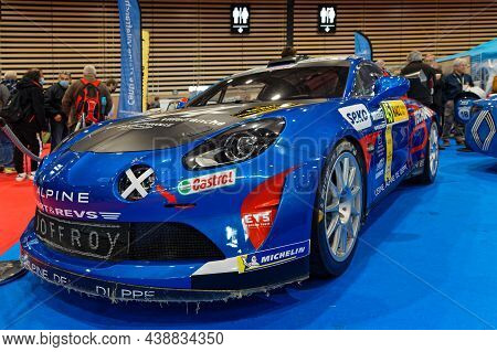 Lyon, France, November 5, 2021 : New Alpine A110 In Salon Epoq'auto, Organized Since 1979, With Over