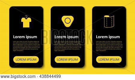 Set Textile Fabric Roll, Sewing Chalk And T-shirt On Hanger. Business Infographic Template. Vector