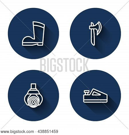 Set Line Waterproof Rubber Boot, Wooden Axe, Grapple Crane Grabbed Log And Plane Tool With Long Shad