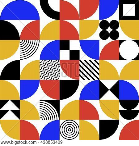 Vintage Retro Bauhaus Design. Abstract Seamless Pattern. Vector Geometric Artwork