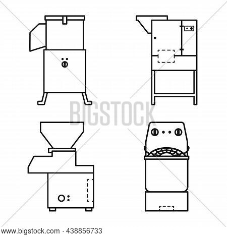 Vector Illustration Of Household And Industrial Sign. Set Of Household And Equipment Stock Symbol Fo
