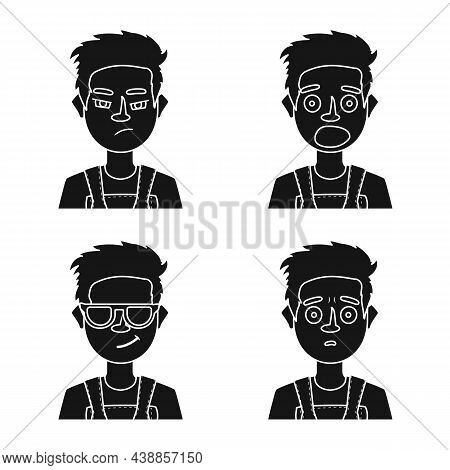 Vector Illustration Of Face And Boy Symbol. Set Of Face And Young Stock Vector Illustration.