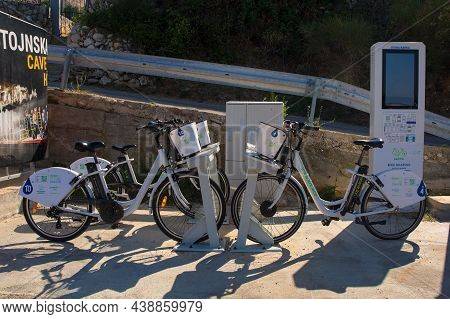 Stara Baska, Croatia - 4th September 2021. A Bike Share Scheme In Coastal Town Of Stara Baska On Krk
