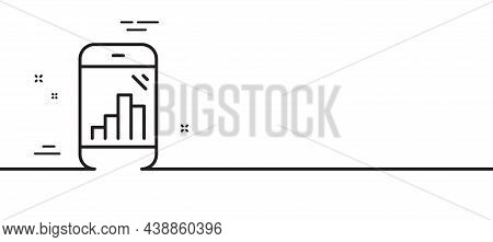 Graph Phone Line Icon. Column Chart Sign. Growth Diagram Symbol. Minimal Line Illustration Backgroun