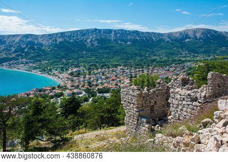 The Ruins Of The Medieval Baska Citadel, Kastel Baska, Overlooking The South Krk Island Town Of Bask
