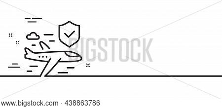 Flight Insurance Hand Line Icon. Risk Coverage Sign. Travel Protection Symbol. Minimal Line Illustra