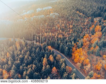 Virive Rocks, Czech: Virive Kameny, Near Jested Mountain In Liberec, Czech Republic. Aerial View Fro