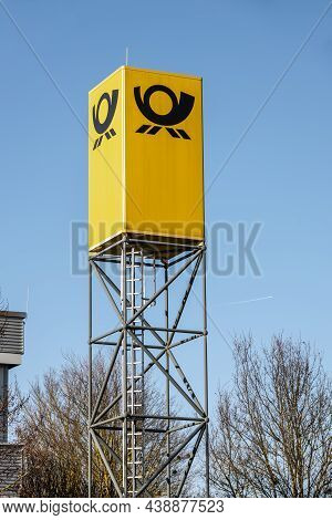 Langoens, Germany - 2021-02-10: Deutsche Post Deutsche Post/german Mail Center, Mechanized Delivery 