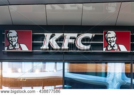 Frankfurt Main, Germany 09-10-2021 Kfc Logo On A Facade From A Kfc Restaurant. Fried Chicken Is An A