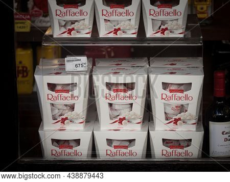Belgrade, Serbia - June 26, 2021: Raffaello Confection Box Of Chocolates For Sale. Ferrero Is An Ita