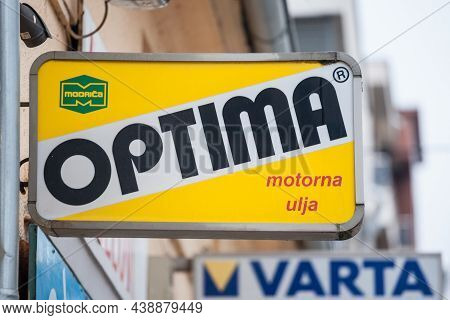 Belgrade, Serbia - March 21, 2021: Optima Motorno Ulje Logo On Their Main Retailer For Belgrade. Opt
